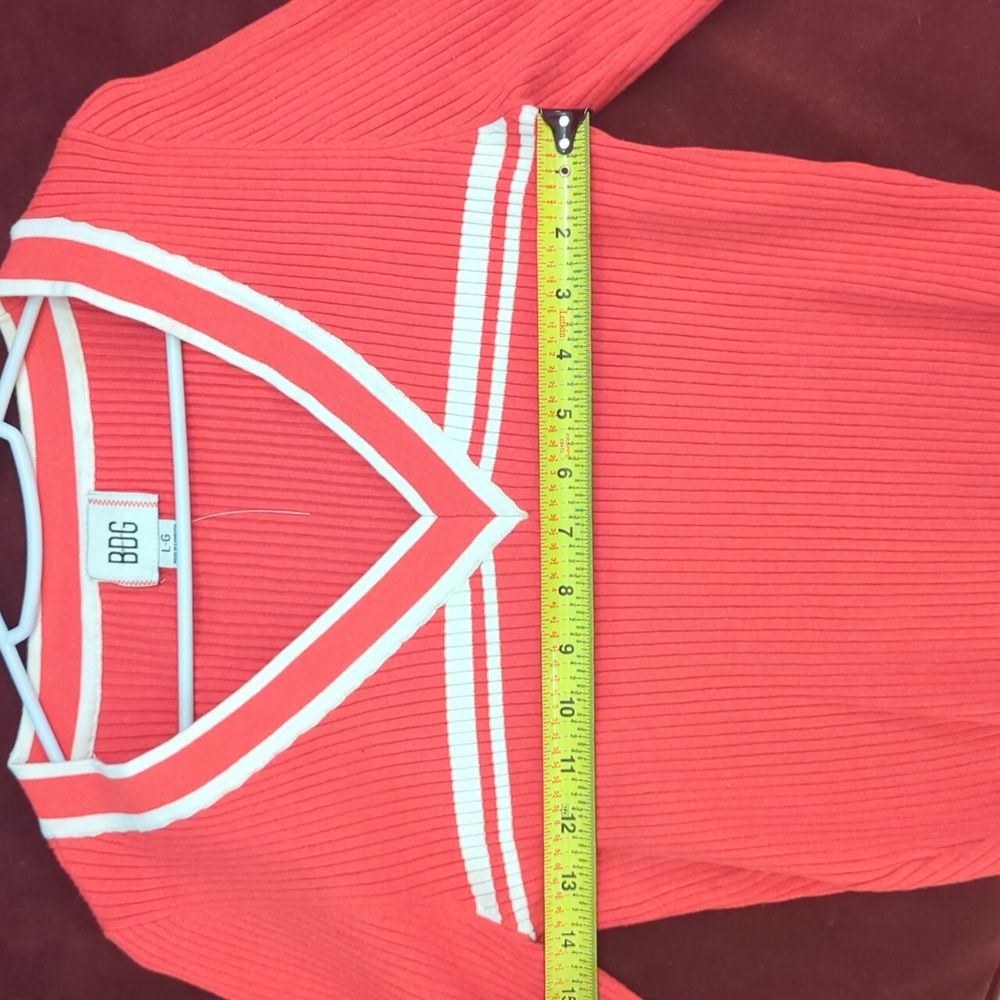 Free People Red Ribbed Sweater | Size Large - Picture 4 of 5